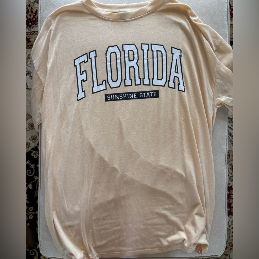 Shein Florida yellow short sleeved crew neck Tshirt (S)